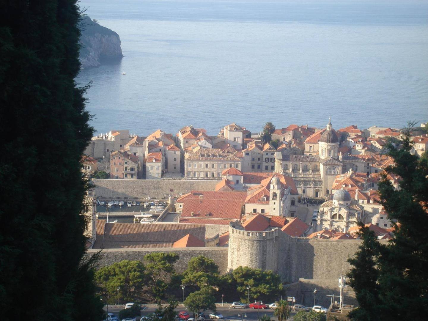 Rooftops of the old town and the Adriatic from the terrace
